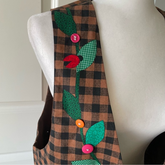 Dreamspinners Pot Full of Posies Cat Vest Handmade Size Large - Picture 6 of 7